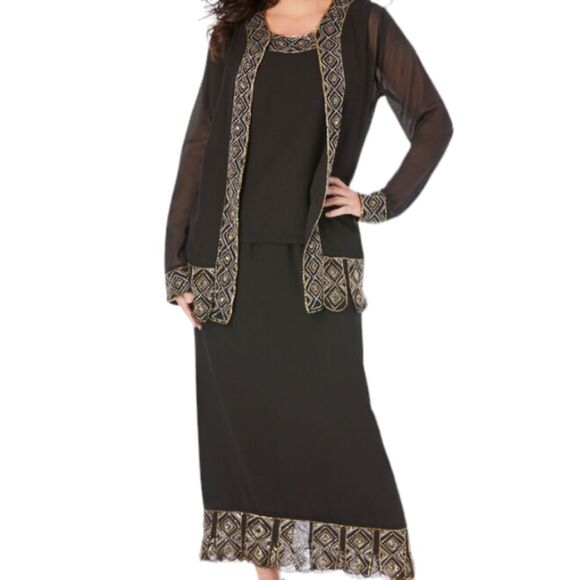 NWT Roaman's Special Occasion Dress Collection Black 3 Piece Skirt Set Sz 36 - Picture 1 of 13